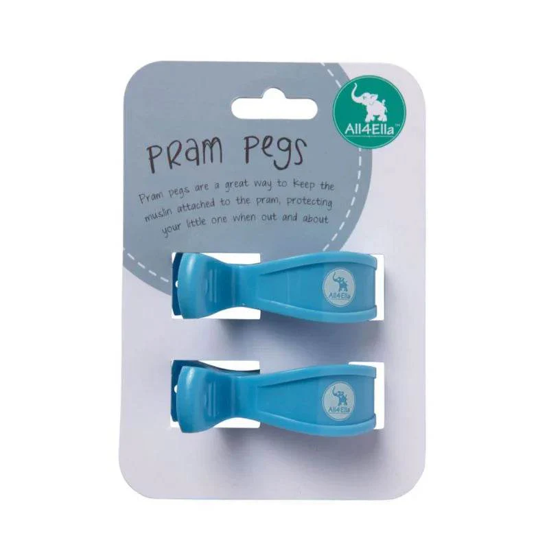 All4Ella Pram Pegs 2 Pack - Pastel Blue