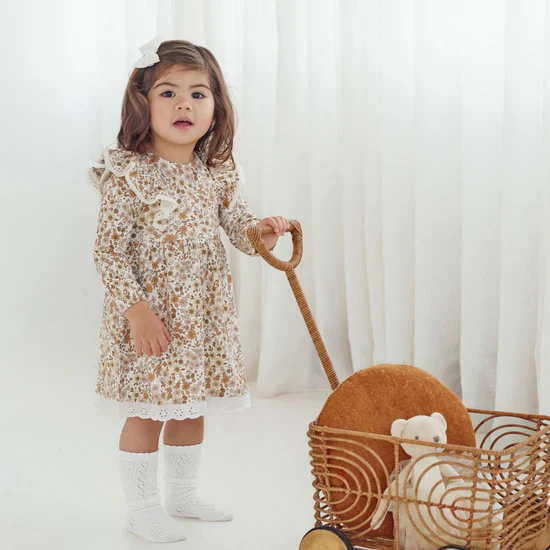 Aster & Oak Bailey Floral Ruffle Dress - Natural - Image 3