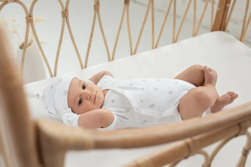Aster & Oak Little Leaf Kimono Bodysuit - White - Image 4