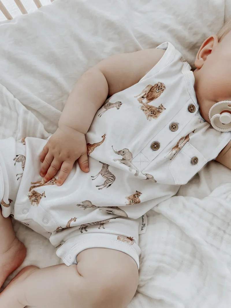 Aster & Oak Savanna Henley Romper - White - Image 5