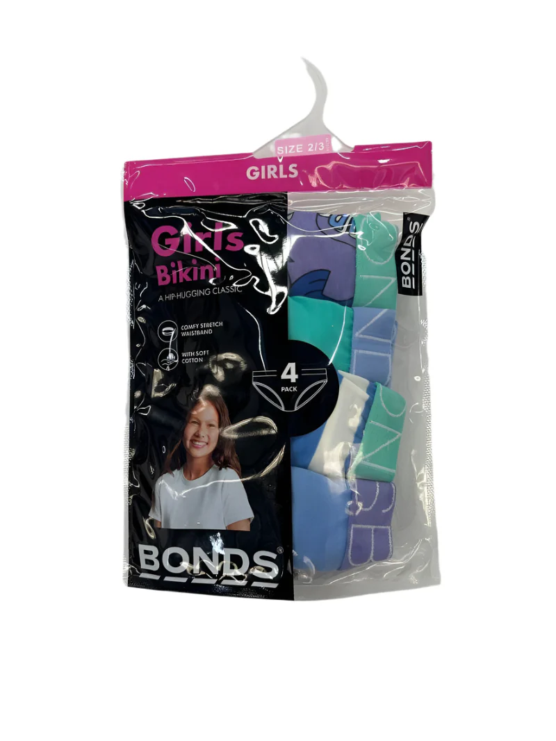 Bonds Girls Bikini 4 Pack - Bonds Paper Sky Purple