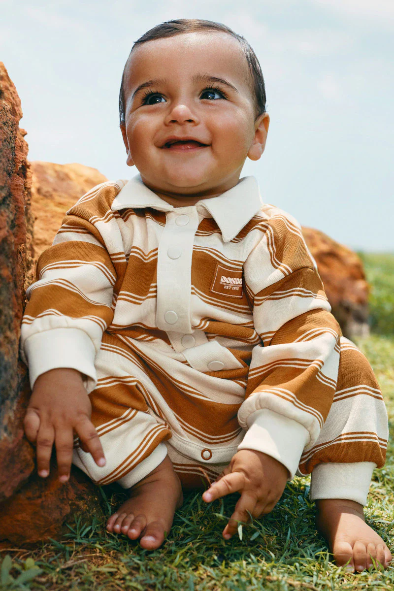 Bonds Rugby Onesie - Rugby Stripe Gold Rush - Image 6
