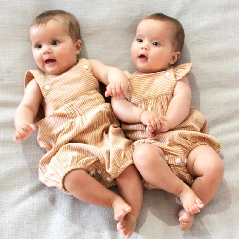 Dukes The Brand Mocha Stripe Ruffle Overalls - Image 2
