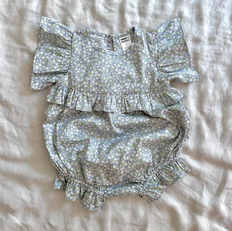 Dukes The Brand Piper Ruffle Playsuit - Sage Floral