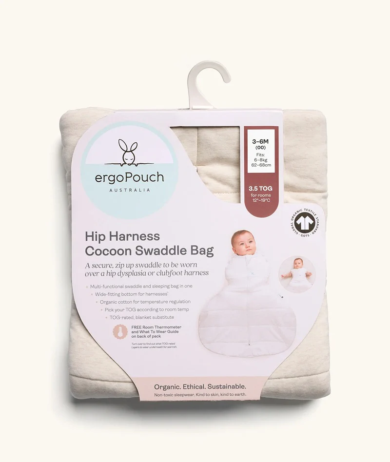 ergoPouch Australia Hip Harness Cocoon Swaddle Bag 1.0 TOG - Oatmeal Marle - Image 5