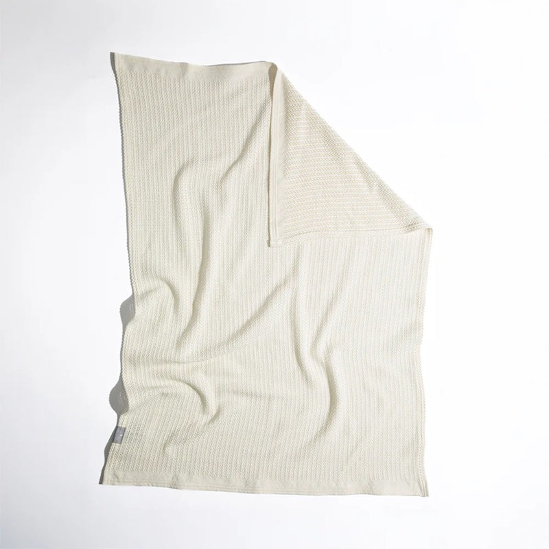 Living Textiles Cotton Cellular Blanket - Natural White - Image 5