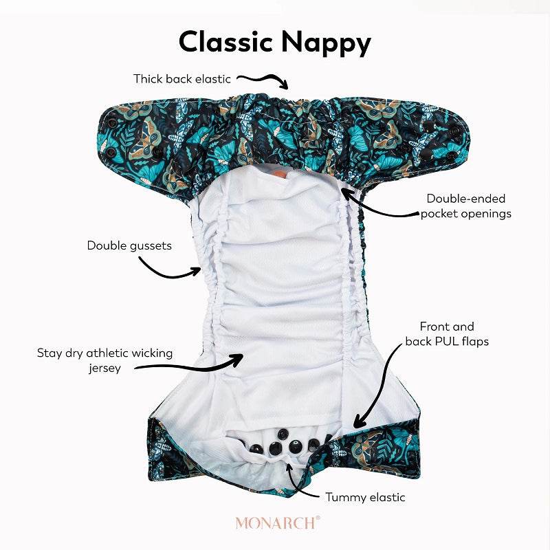 Monarch Classic Reusable Cloth Nappy 2.0 With Snaps - Snoopy In Green - Image 2