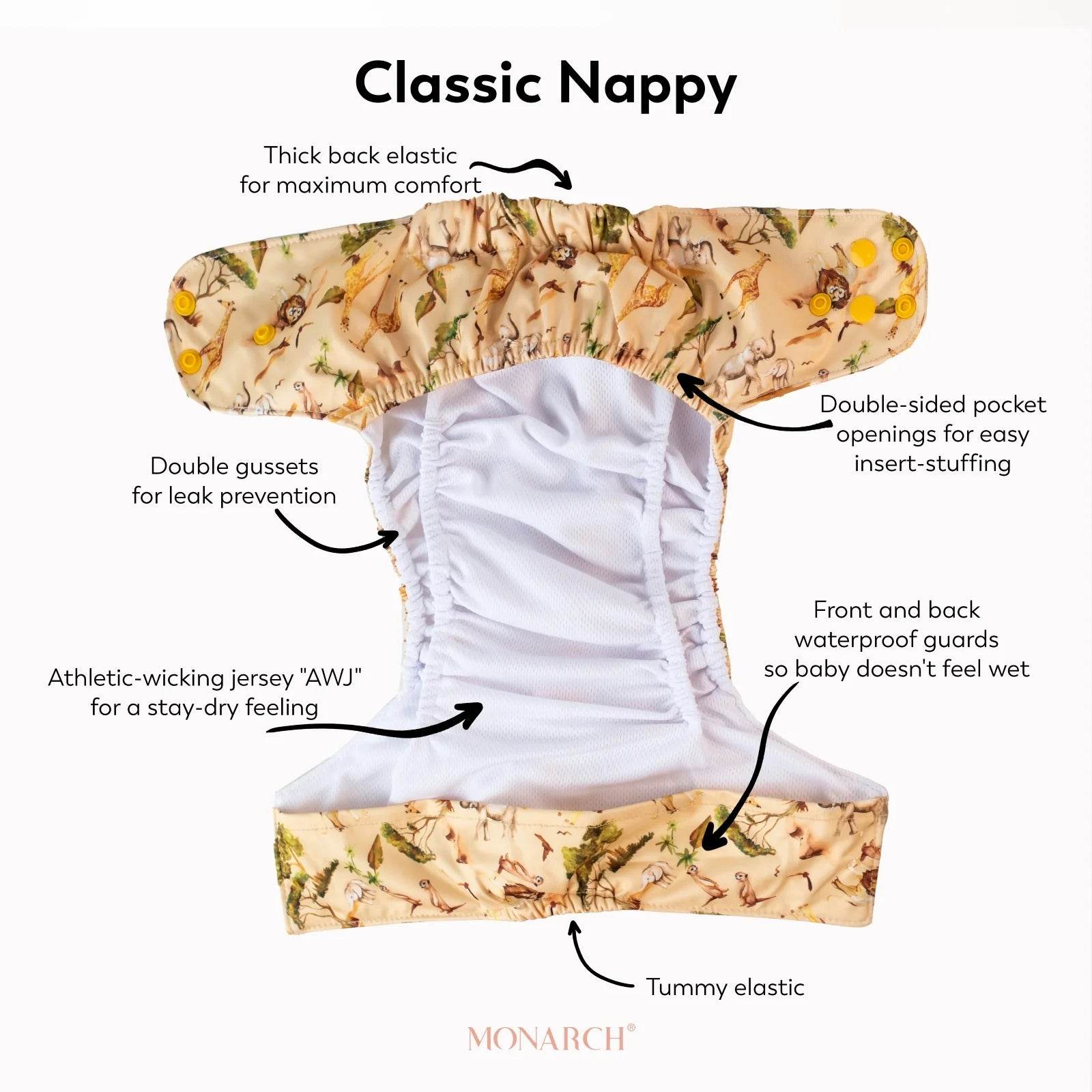 Monarch Classic Reusable Cloth Nappy 2.0 With Snaps - Ultraviolet - Image 6