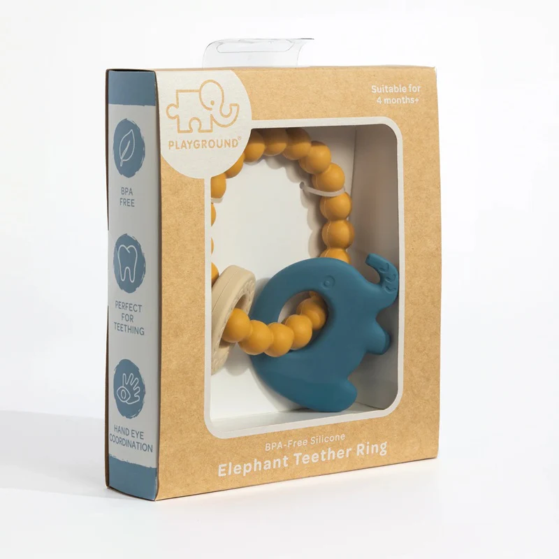 Playground Silicone Elephant Teether - Steel Blue - Image 2
