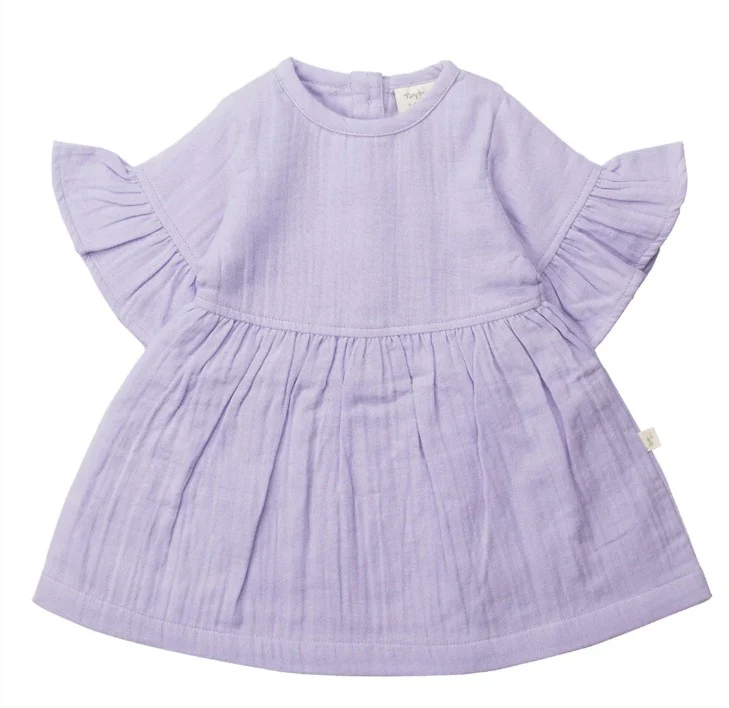 Tiny Twig Frill Sleeve Dress & Bloomer Set - Very Peri Crinkle - Image 2