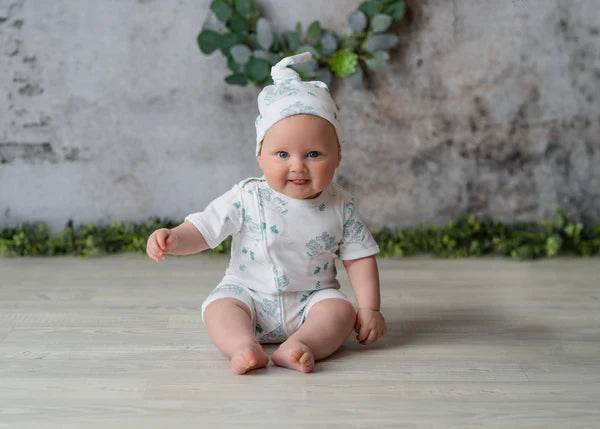 Tiny Twig Organic Short Sleeve Zipsuit - Bunny Print - Image 2