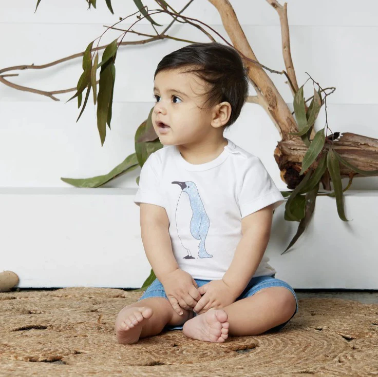Tiny Twig Round Neck Tee - White/Penguin - Image 2